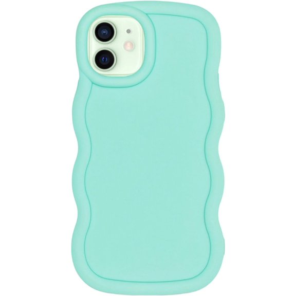 PLUHKN-Slim Fit Case for iPhone 11 6.1-Inch, Wave Frame, Cute Soft TPU Thin Protective Phone Cover for Women, Light Cyan