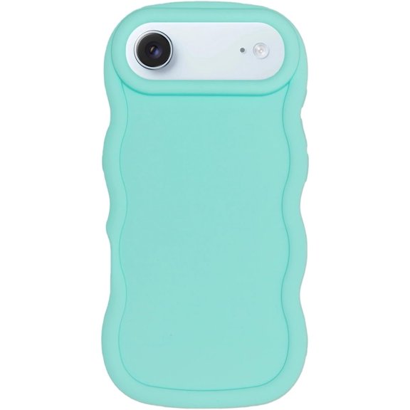 PLUHKN-Slim Fit Case for iPhone 17 Air 6.5-Inch, Wave Frame, Cute Soft TPU Thin Protective Phone Cover for Women, Light Cyan