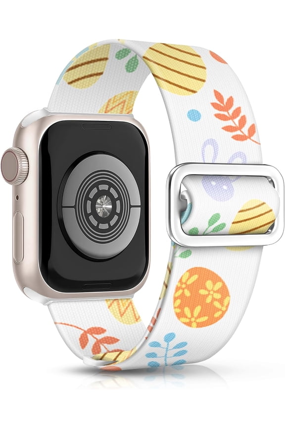 -Stretchy Nylon Band for Apple Watch Bands for Women 42mm 41mm 40mm 38mm, Stretch Elastic Sport iWatch Bands for Women for iPhone Watch Bands Series 11 10 9 8 7 6 5 4 3 SE-Easter White A