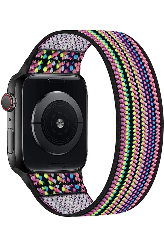 -Stretchy Nylon Solo Loop Bands Compatible with Apple Watch 38mm 40mm 41mm 42mm 44mm 45mm 46mm 49mm Ultra 2 iWatch Series 11 10 9 8 7 SE 6 5 4 3 2 1 Strap,Sport Elastic Braided Women Men