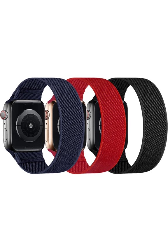 -Stretchy Nylon Solo Loop Bands Compatible with Apple Watch 38mm 40mm 41mm 42mm 44mm 45mm 46mm 49mm Ultra 2 iWatch Series 11 10 9 8 7 SE 6 5 4 3 2 1 Strap,Sport Elastic Braided Women Men