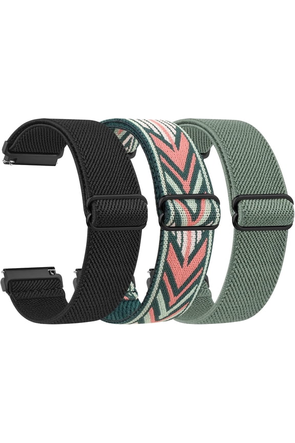 -Stretchy Watch Bands, 18mm 20mm 22mm Quick Release Adjustable Nylon Sport Replacement Watch Strap for Women Men