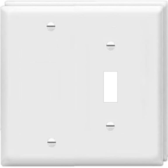 PLUHKN-Toggle Switch/Blank Wall Plates 2-Gang Switch Outlet Electrical Cover Plate Unbreakable Thermoplastic Faceplate for Light Receptacle Outlet Switch, White (2 Pack)