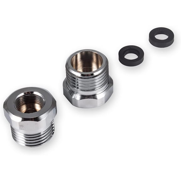 PLUHKN-Water Hose Adapter, G 1/2 Male to 3/8" Female Water Pipe Fittings, Water Hose Connector with Rubber Washer (2 Pack), TS-90002