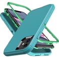 thumbnail image 1 of PLUHKN-for iPhone 11 Case Shockproof Dropproof Dust-Proof Drop Proof 3-Layer Durable Phone Case Heavy Duty Protection Phone Case Cover for Apple iPhone 11 6.1“ Aqua Blue and Lime Green, 1 of 4
