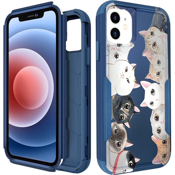 PLUHKN-for iPhone 11 Case - Women Cute Girls Phone Cover Girly Aesthetic Unique Design Teen Kawaii Cat Heavy Duty Protective Hard Shockproof Military Grade Funda for iPhone 11