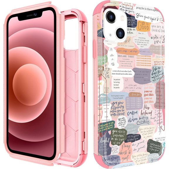 PLUHKN-for iPhone 15 Case - Women Cute Girls Phone Cover Girly Aesthetic Unique Design Kawaii Positive Quotes Heavy Duty Protective Hard Shockproof Military Grade Funda for iPhone 15