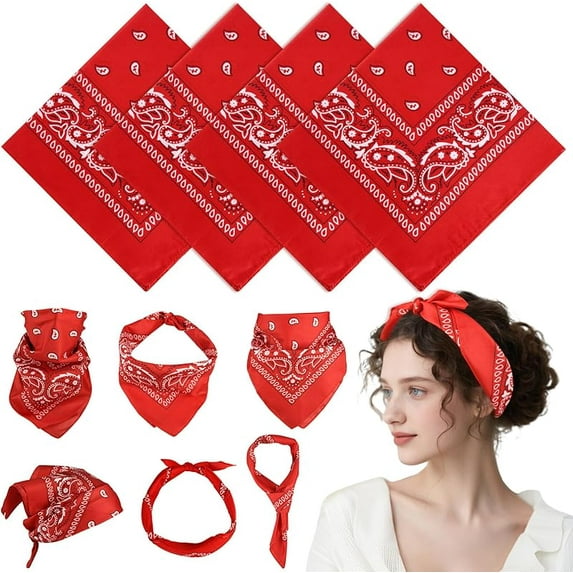 PLULON Bandanas for Men Women 4/12/24/30 Pack, Paisley Pattern Bandana Bulk Headbands Handkerchief Face Mask 100% Polyester