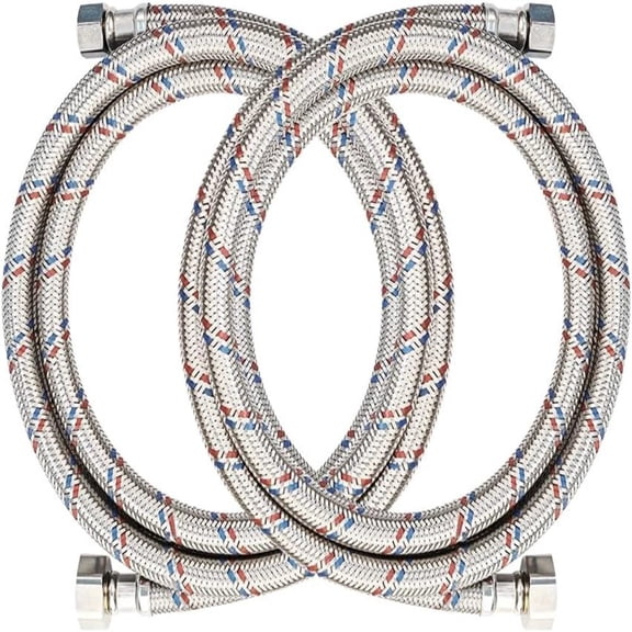 Krydros 2-Pack 72 Inch Faucet Hose Connector, 3/8" Comp x 1/2" FIP Braided Stainless Steel Water Supply Lines for Bathroom & Kitchen Sink Faucet