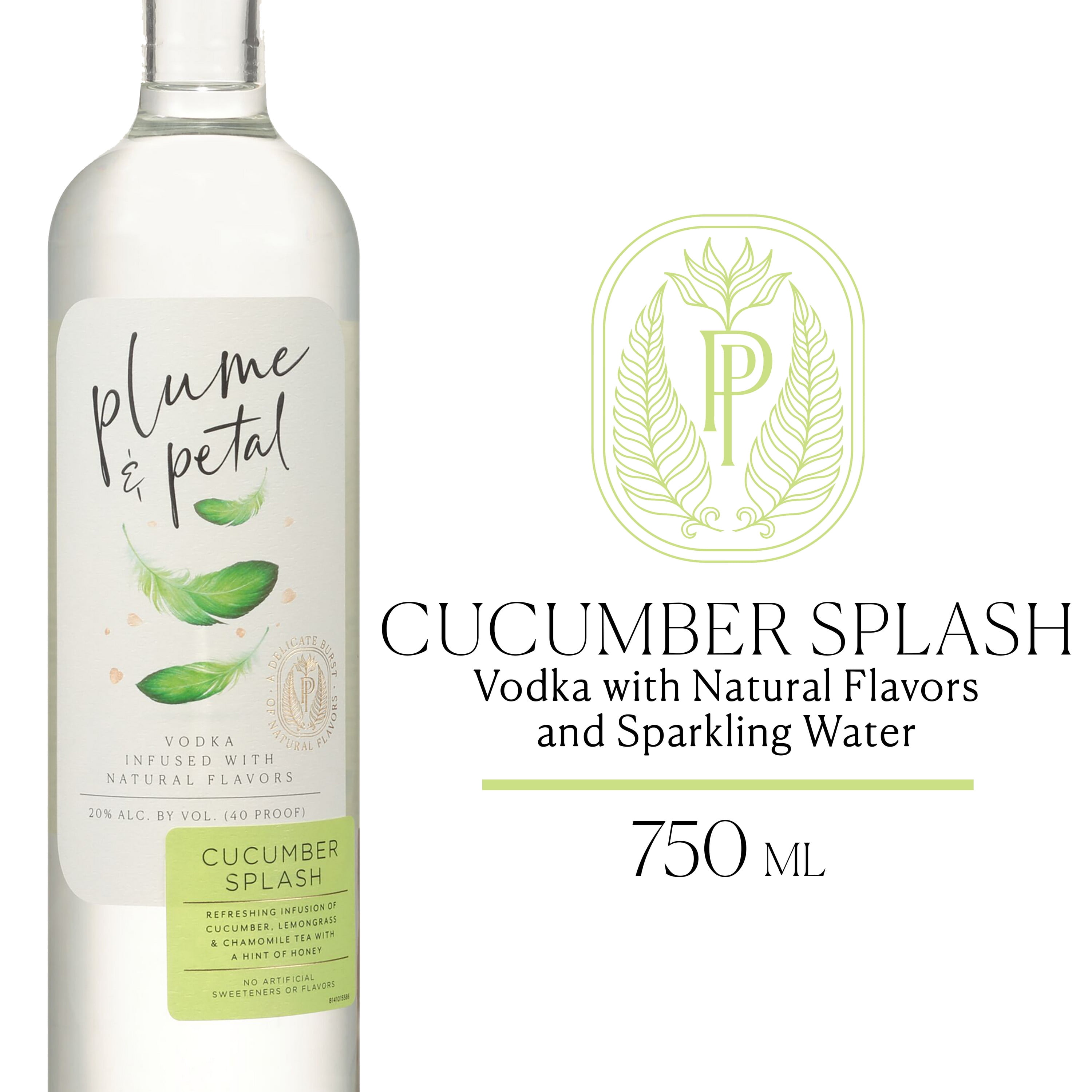 PLUME & PETAL Gluten Free Cucumber Splash Vodka Infused with Natural