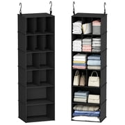 PLUMEBAY 2 Pack Hanging Closet Organizer with Dividers, 24 Compartment Closet Storage Shelves, Black