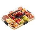 thumbnail image 1 of PLUMEBAY Bamboo Charcuterie Board with Clear Lid, 8-Compartment Cheese and Snack Serving Tray with Handles, 1 of 6