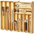thumbnail image 1 of PLUMEBAY Silverware Drawer Organizer, Expandable, Bamboo, 10 Compartments, Natural, 1 of 7