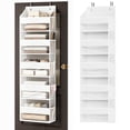 thumbnail image 1 of PLUMEBAY Over The Door Organizer, 5 Layer Hanging Storage with Clear Window and Mesh Side Pockets, White, 1 of 7
