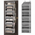 thumbnail image 1 of PLUMEBAY Over The Door Organizer, 5 Layer Hanging Storage with Clear Window and Mesh Side Pockets, Gray, 1 of 7
