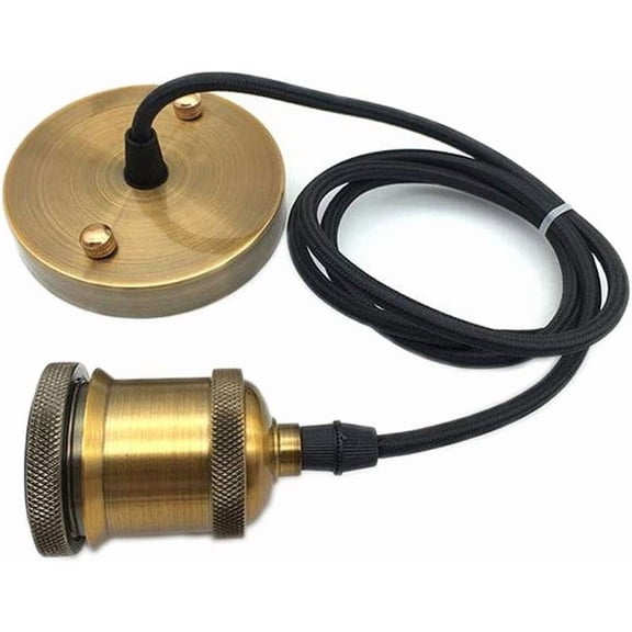 PLUMYHG-1.5M Braided Cord Vintage Ceiling Rose Pendant Light Kits Fitting Retro Industrial Style E27 Lamp Holder