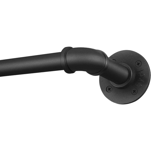 PLUMYHG-1 Inch Curtain Rods for Windows 16 to 28, Outdoor Industrial Adjustable Blackout Curtain Rod, Indoor Heavy Duty Wrap Around Drapery Pole, Black, 16-28"