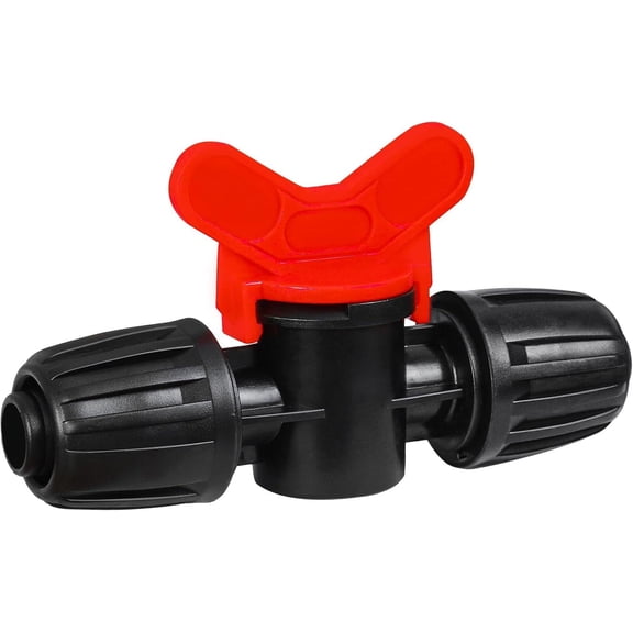 PLUMYHG-10 Pack 1/2 Inch Drip Irrigation Valve Fittings (1/2" ID x 0.65" OD) - 1/2'' Drip In-Line Shut Off Valve Anti-Drop Barbed Lock Nut Flow Control Valve Connectors for 1/2 Inch Drip Tubing