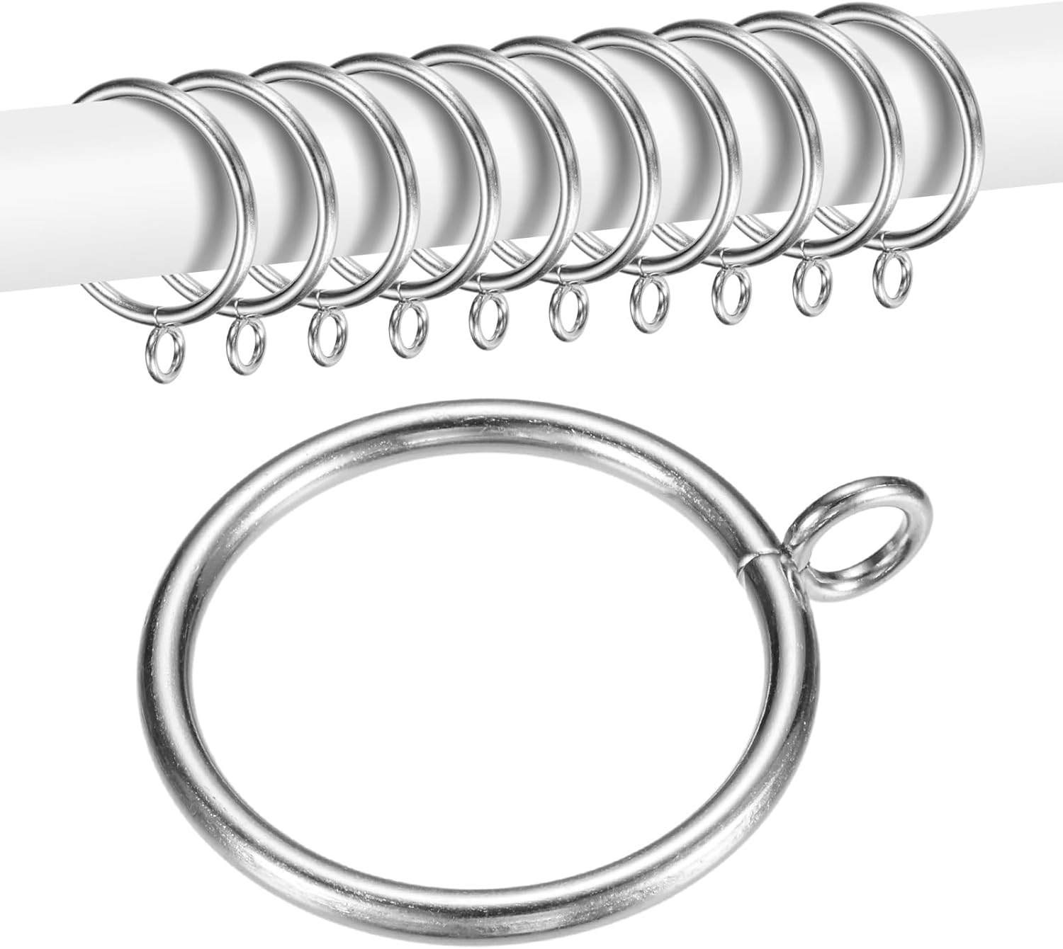 Wire Sliding Rings PLUMYHG-10-Pack Curtain Ring with Eyelet 1.5 Inch ID Fits Up to 1/2 ...