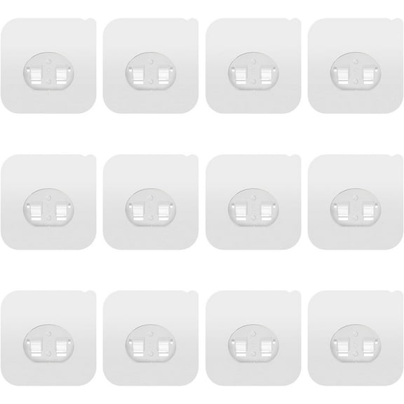 PLUMYHG-12 Pack Clear Plastic Shower Caddy Adhesive Hooks, Strong Adhesive, Waterproof, No Drilling, 12 Count, Modern Style, Suitable for Bathroom and Kitchen