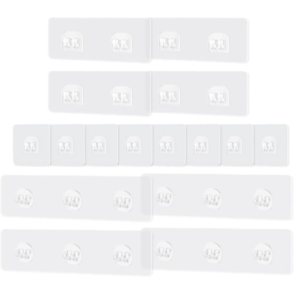PLUMYHG-16-Pack Heavy Duty Adhesive Hooks - Clear Shower Caddy Replacement Strips, Strong Sticky Mounts for Bathroom Shelves, Soap Holders, Kitchen Storage & Organizers