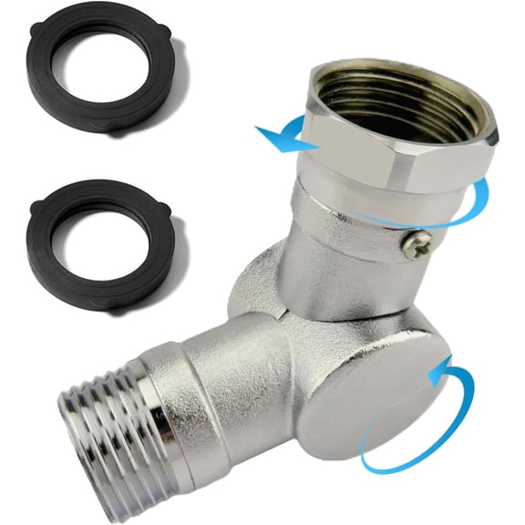 PLUMYHG-180 & 360 Adjustable Brass Swivel Connector, 3/4"Garden Hose Swivel Connector Brass, RV Water Hose Adapter 180 Rotating Elbow, Prevents Kinking & Twisting