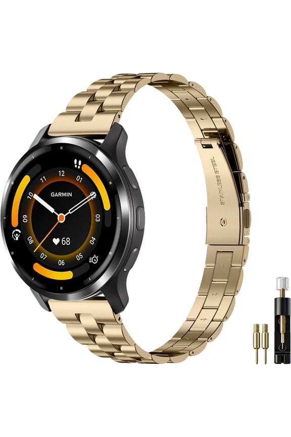 -18mm Slim Metal Compatible with Garmin Venu 4 41mm Watch Band/Venu 3S 41mm/Vivoactive 4S/Vivomove 3S/Venu 2S/Forerunner 255S 265S, Stainless Steel Dressy Thin Chain Strap for Women Men