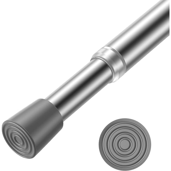 PLUMYHG-1pcs Tension Curtain Rod Spring Tension Rod Short Curtian Rods No Drilling Expandable Spring Loaded Curtain Tension Rod Adjustable 26 to 39 inch,Best Use Range 28 to 36 inchSliver