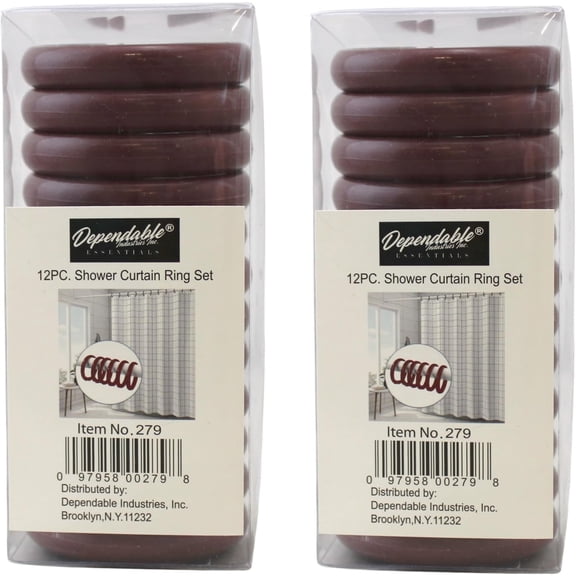 PLUMYHG-2-Pack 24-Piece Easy-Glide Round Locking Shower Curtain Rings: Durable & Stylish Solutions for Your Bathroom (Burgundy)