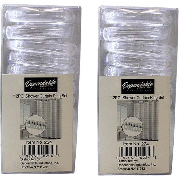 PLUMYHG-2-Pack 24-Piece Easy-Glide Round Locking Shower Curtain Rings: Durable & Stylish Solutions for Your Bathroom (Super Clear)