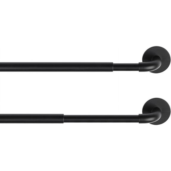 PLUMYHG-2 Pack Adjustable Sticky Self-Adhesive 3/8 Inch Sash Curtain Rod, 11 to 17 Inch Cafe Sidelight Curtain Rods for Door Panels, Black