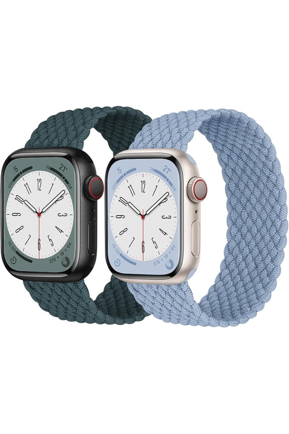-2 Pack Braided Solo Loop For Apple Watch Band 40mm 41mm 42mm 44mm 45mm 46mm 38mm 49mm Ultra 3 2 Women men,Stretchy Woven Nylon Elastic Strap Wristbands For iWatch Series 11/10/9/8/7/6/5/4/3/S