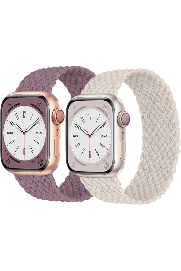 -2 Pack Braided Solo Loop For Apple Watch Band 40mm 41mm 42mm 44mm 45mm 46mm 38mm 49mm Ultra 3 2 Women men,Stretchy Woven Nylon Elastic Strap Wristbands For iWatch Series 11/10/9/8/7/6/5/4/3/S