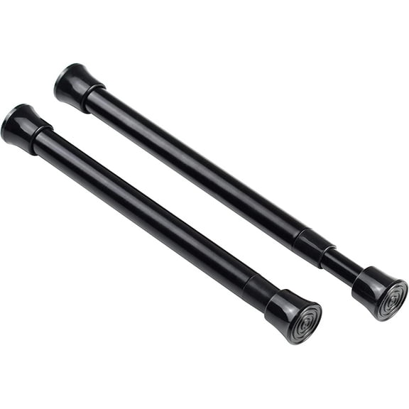 PLUMYHG-2 Pack Small Spring Tension Curtain Rod 7.5 to 11.5 Inch, Thin Tension Rod No Drill for Window Cupboard Closet, Black