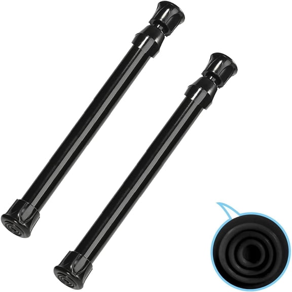 PLUMYHG-2 Pack Small Tension Rods 10 in to 15.7 Curtain Rods Window Rods in Extendable Width Spring Cupboard Bars for Kitchen Utensils, Closet, and Cabinet, Fit in The Spaces to Stay Up