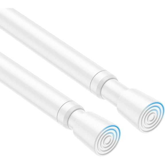 PLUMYHG-2 Pack Spring Tension Curtain Rod 32 to 58 inch Adjustable Curtain Rods No Drilling Spring Loaded Curtain Rods for Windows Doors, White
