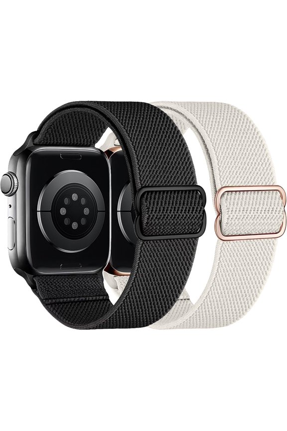 -2 Pack Stretchy Solo Loop Compatible with Apple Watch Band 40mm 41mm 44mm 45mm 46mm 49mm 38mm 42mm Women Men, Sport Nylon Elastic Straps Braided Wristbands for iphone Watch Series 11 10 9 8 7