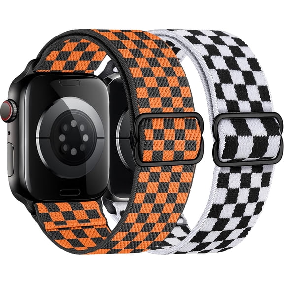 PLUMYHG-2 Pack Stretchy Solo Loop Compatible with Apple Watch Band 40mm 41mm 44mm 45mm 46mm 49mm 38mm 42mm Women Men, Sport Nylon Elastic Straps Braided Wristbands for iphone Watch Series 11 10 9 8 7