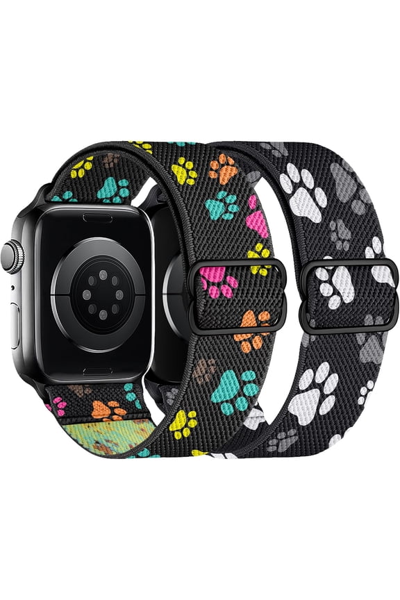 -2 Pack Stretchy Solo Loop Compatible with Apple Watch Band 40mm 41mm 44mm 45mm 46mm 49mm 38mm 42mm Women Men, Sport Nylon Elastic Straps Braided Wristbands for iphone Watch Series 11 10 9 8 7