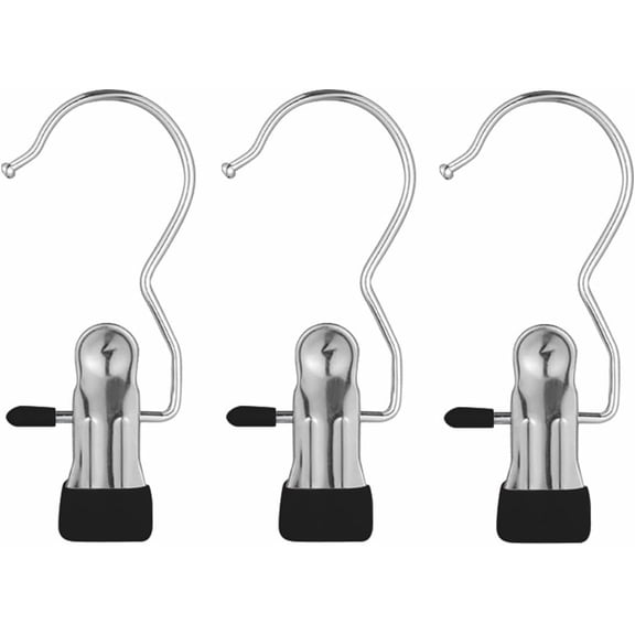 PLUMYHG-20 Pack Hanging Clip, Stainless Steel Boot Hanger for Closet Organizer, Clothes Pins Laundry Clip for Hanging Jeans, Pants, Towel, Hat, Wigs, Sock, Blanket, Rugs