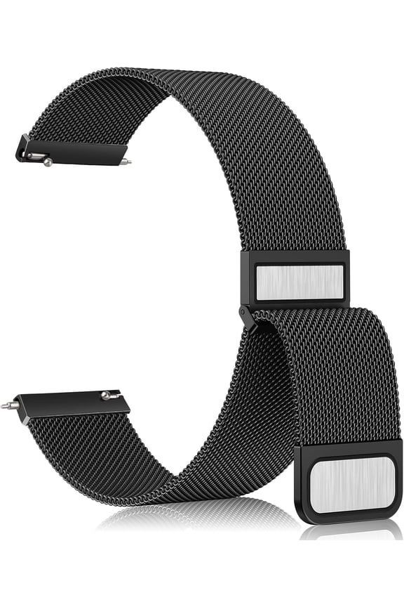 -20mm 22mm Watch Band for Women Men, 20mm 22mm Quick Release Stainless Steel Metal Mesh Loop Adjustable Magnetic Replacement Wristbands Straps Bands