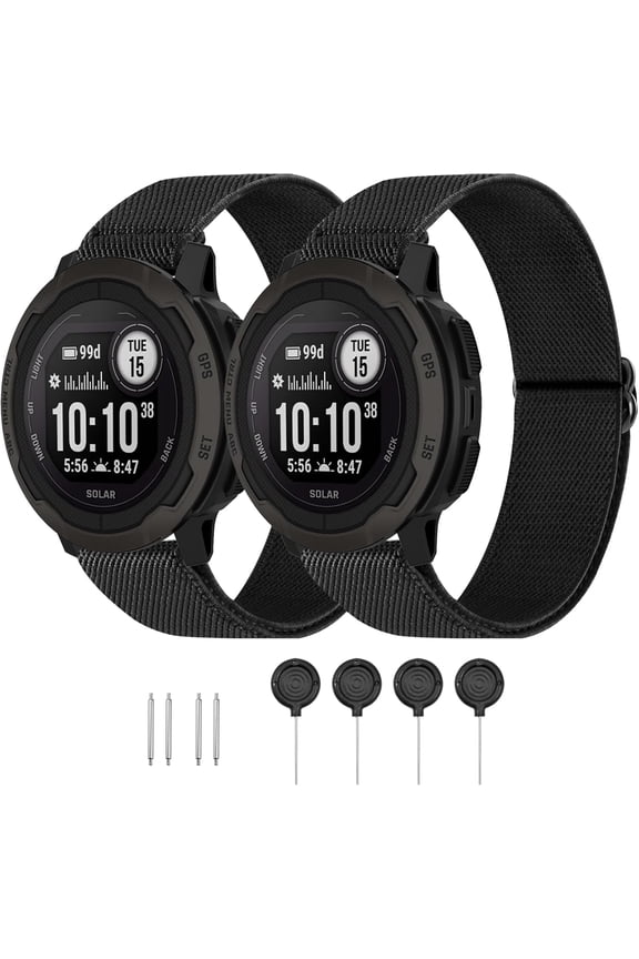-22mm Elastic Nylon Band Compatible with Garmin Instinct 1/2/3 45mm Solar,Soft Breathable Sport Replacement Strap for Fenix 8 47mm/Instinct Esports/Tactical(2 pack)