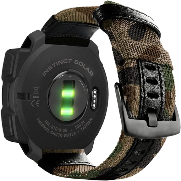 PLUMYHG-22mm Nylon Military Style Watch Bands for Garmin Instinct 3 45mm /Instinct 2 Solar, Woven Fabric Durable Wristband Strap for Instinct E 45mm/ Tactical/Tide/Esports