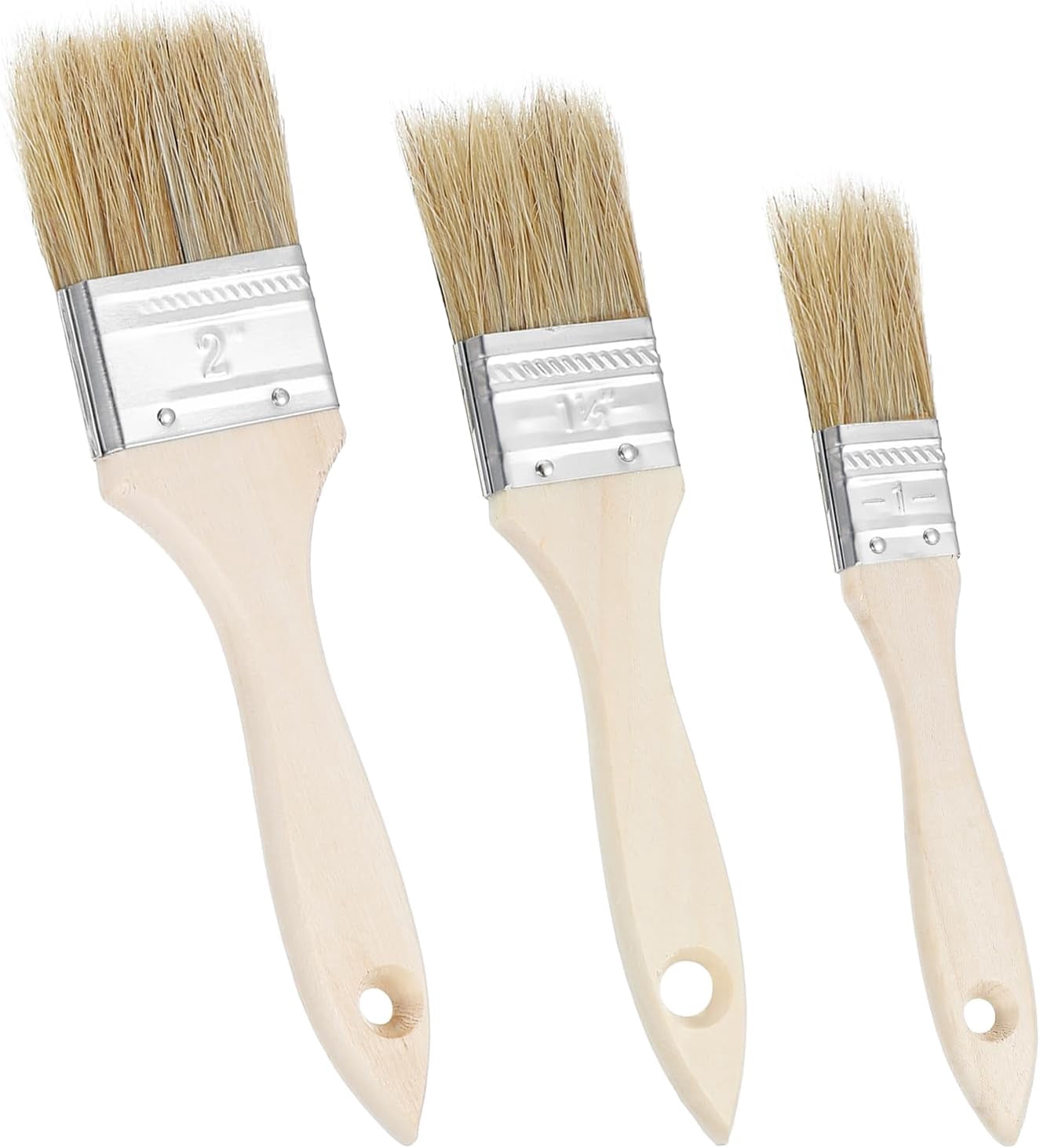 PLUMYHG-3 Pcs Pastry Brushes, 3 Sizes Natural Bristle Basting Brush ...