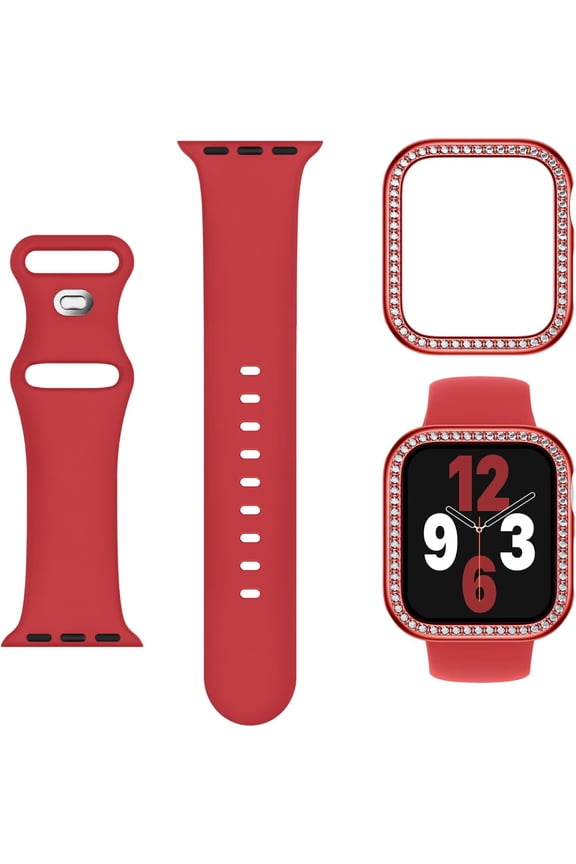 -3-in-1 Compatible for Apple Watch Band 40mm 41mm 42mm 44mm 45mm 46mm, Soft Silicone Sport Strap for iWatch Series SE 10 9 8 7 6 5 4 3