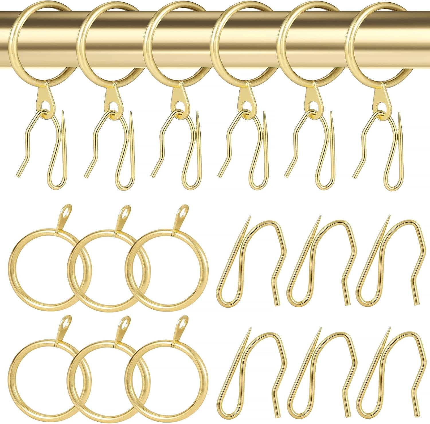 PLUMYHG-30 Pieces Metal Drapery Curtain Rings Curtain Hanging Rings and ...