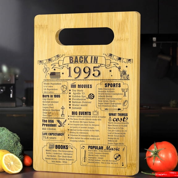 PLUMYHG-30th Birthday Gifts For Women or Men, Back In 1995 Cutting Board 30th Birthday Decorations, 30 Year Old Anniversary Birthday Gifts