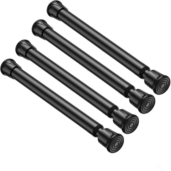 PLUMYHG-4 Pack Small Spring Tension Curtain Rod 8 to 12.5 Inch, Thin DIY Tension Rods No Drill for Slim Window Cupboard Closet Sidelights, Black