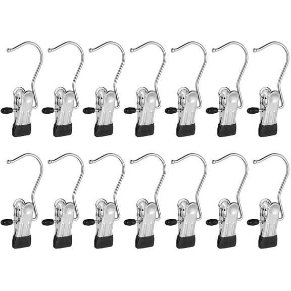 PLUMYHG-40 Pack Boot Hanger Legging Organizer for Closet, Laundry Hooks with Clips, Boot Holder, Portable Multifunctional Hangers Single Clip Space Saving for Jeans, Hats, Tall Boots, Towels(Black)