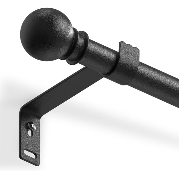 PLUMYHG-5/8 inch Curtain Rod 28 to 88 Inch, Adjustable Diameter Small Curtain Rod Set with Sliding Glass Door, Patio, Bedroom, Kitchen, Black